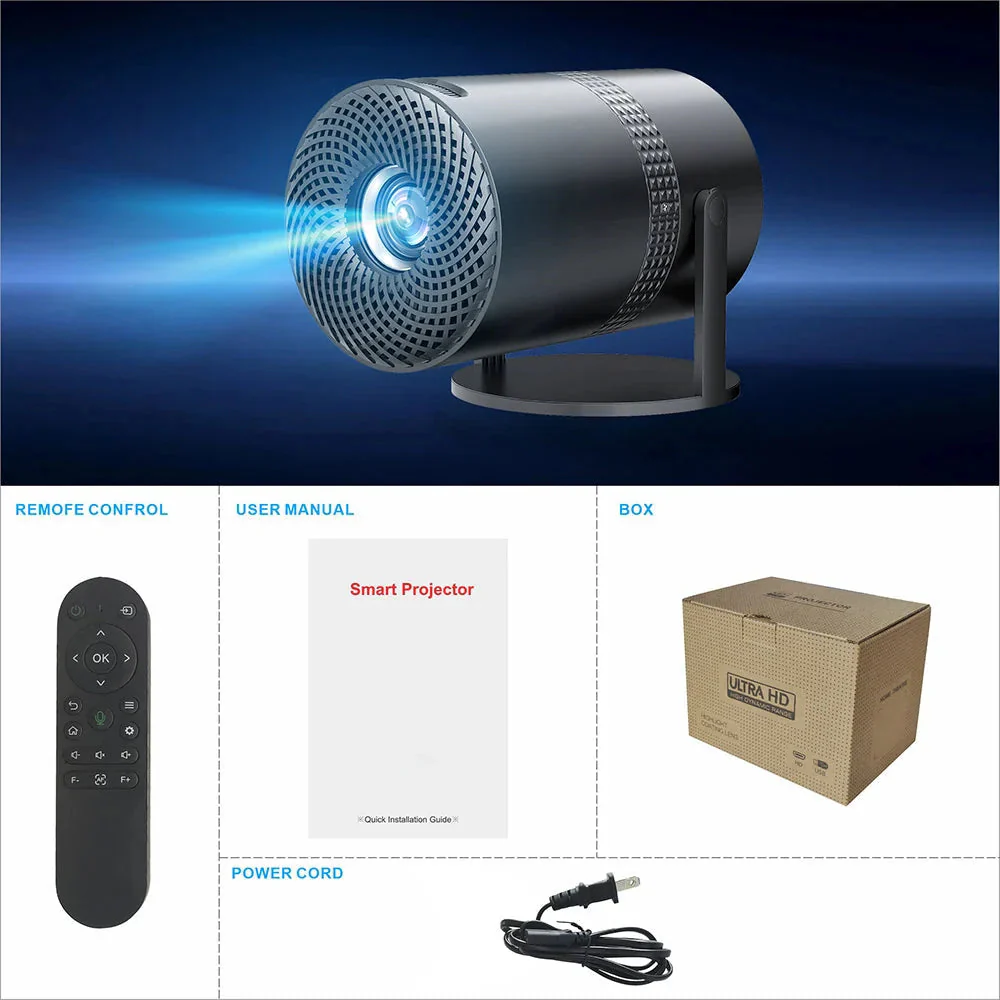 P300 Mini Portable Projector - 4K 8K Video Decoding, 720P HD, Android 11, Wi-Fi, BT 5.1