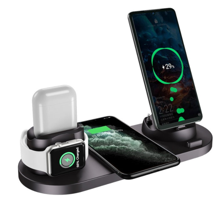 6-in-1 Wireless Charger: Fast charging station for iphone and Apple Watch, all in one sleek design