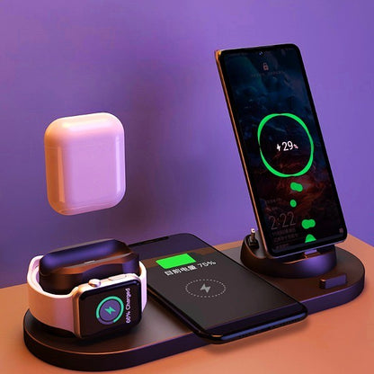 6-in-1 Wireless Charger: Fast charging station for iphone and Apple Watch, all in one sleek design